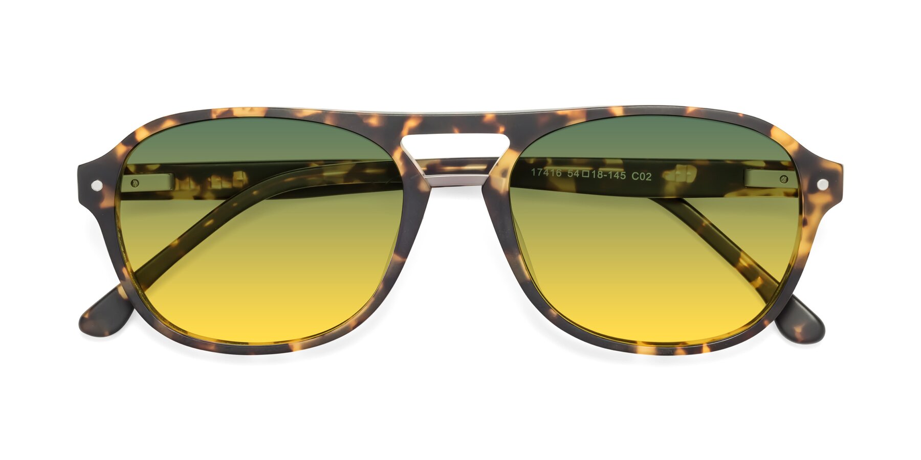 Folded Front of 17416 in Matte Tortoise with Green / Yellow Gradient Lenses