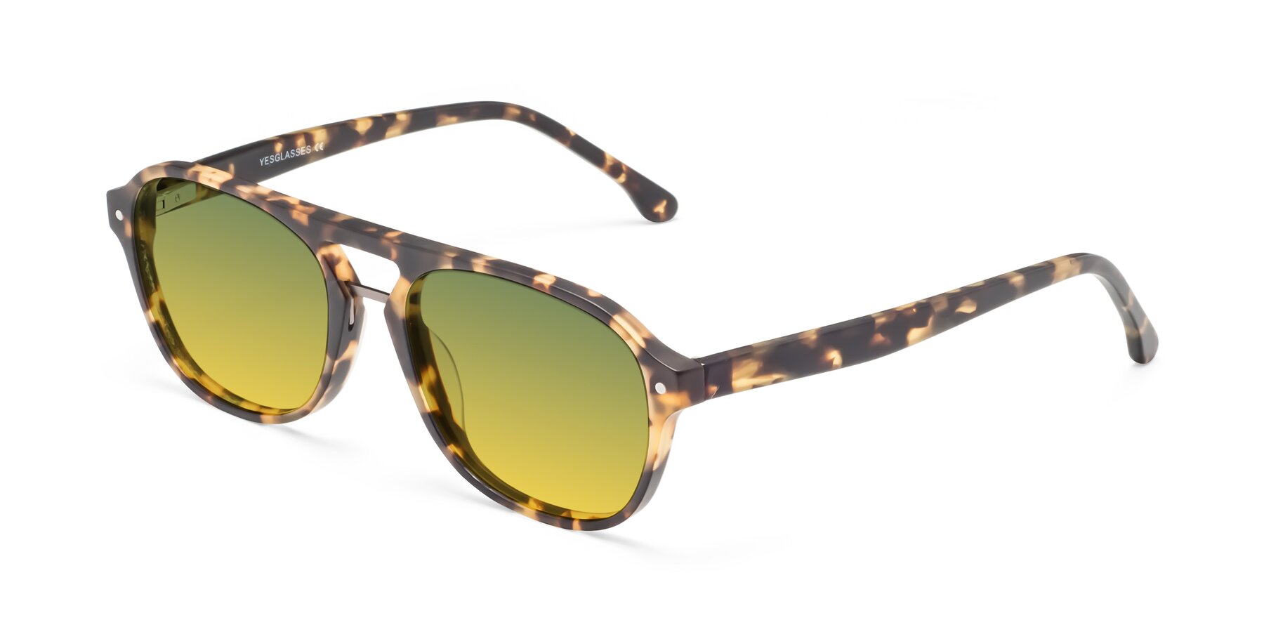 Angle of 17416 in Matte Tortoise with Green / Yellow Gradient Lenses