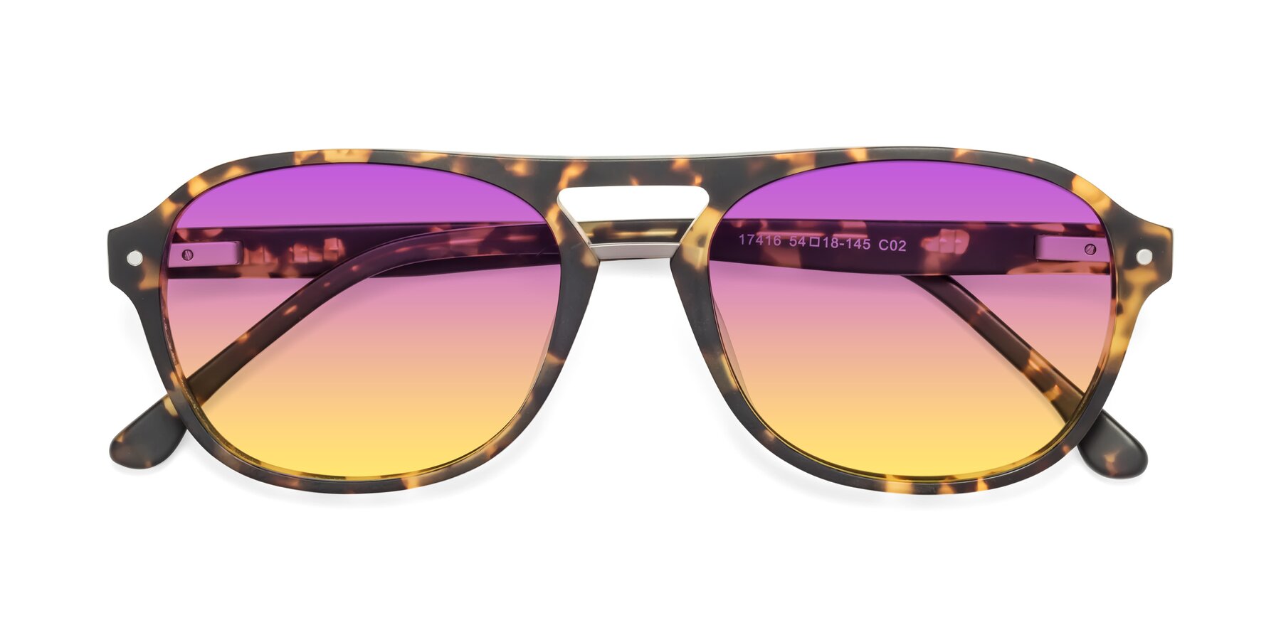 Folded Front of 17416 in Matte Tortoise with Purple / Yellow Gradient Lenses