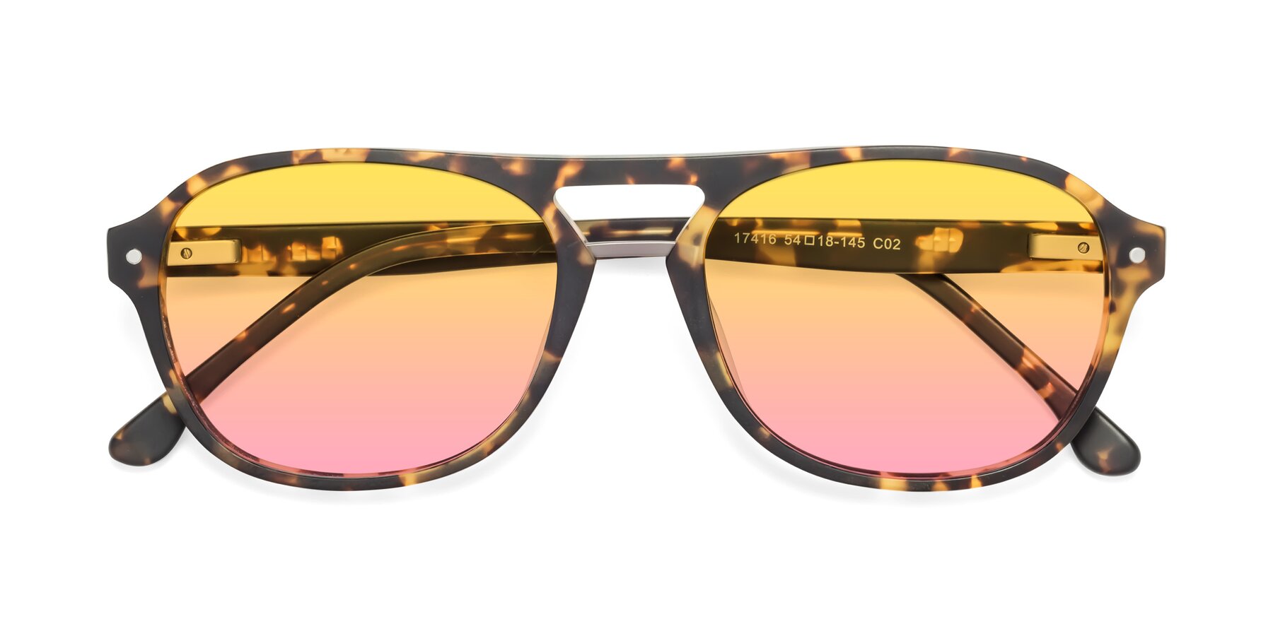 Folded Front of 17416 in Matte Tortoise with Yellow / Pink Gradient Lenses