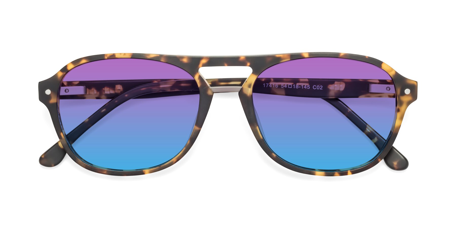 Folded Front of 17416 in Matte Tortoise with Purple / Blue Gradient Lenses