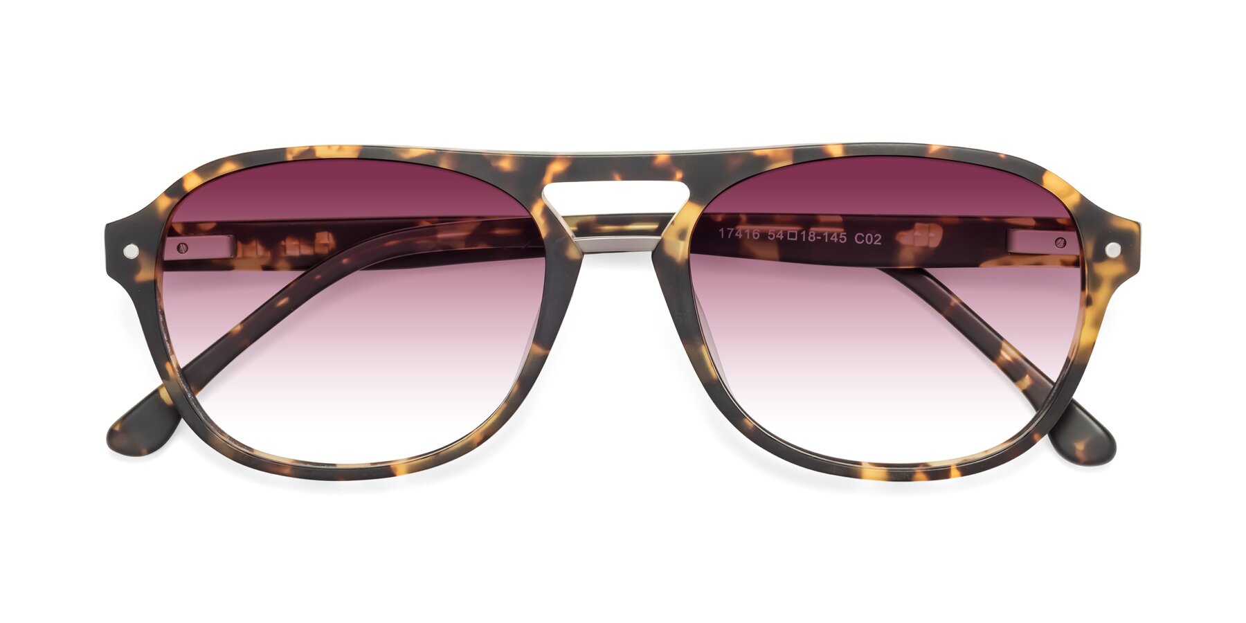 Folded Front of 17416 in Matte Tortoise with Wine Gradient Lenses