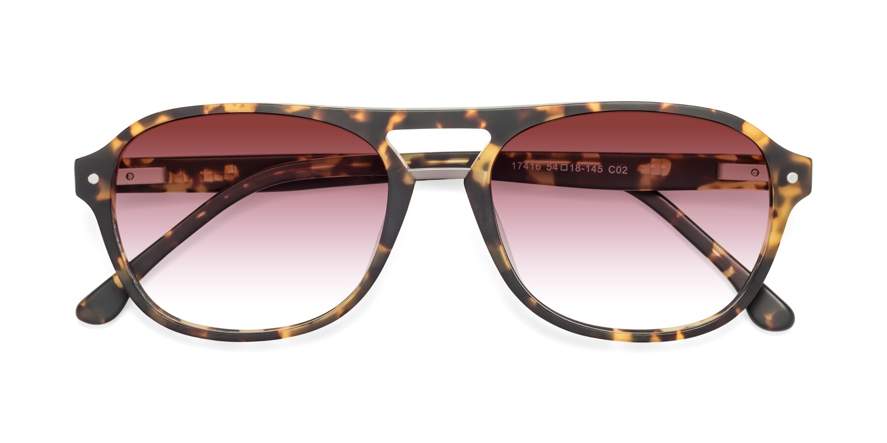 Folded Front of 17416 in Matte Tortoise with Garnet Gradient Lenses