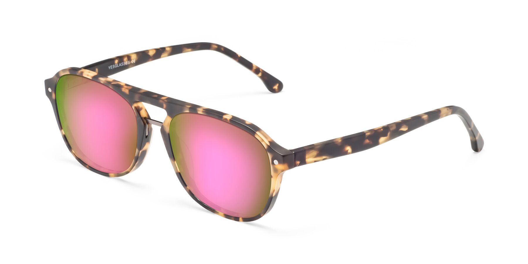 Angle of 17416 in Matte Tortoise with Pink Mirrored Lenses