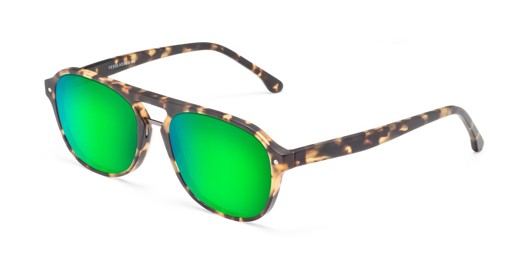 Angle of 17416 in Matte Tortoise with Green Mirrored Lenses