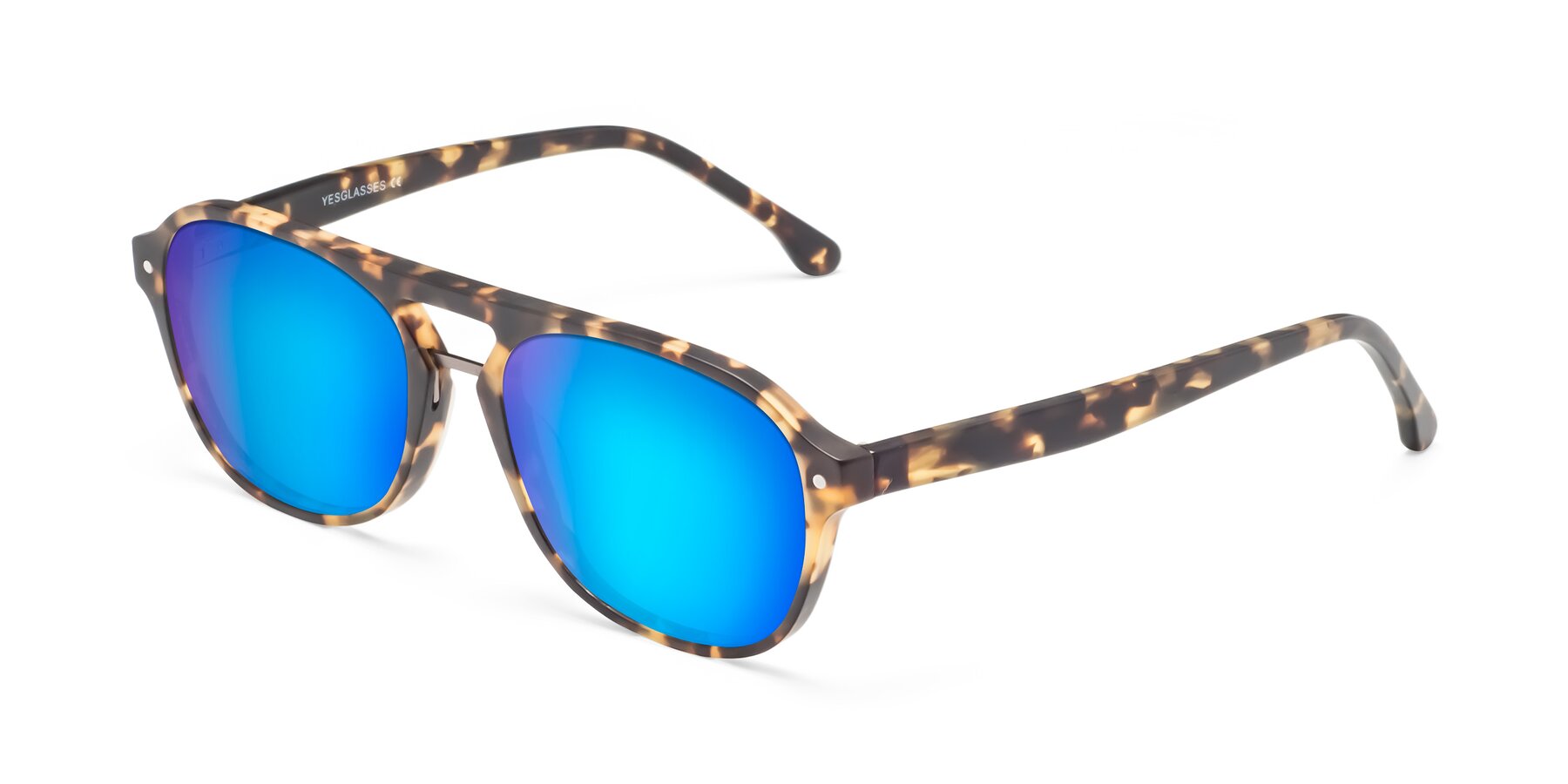 Angle of 17416 in Matte Tortoise with Blue Mirrored Lenses