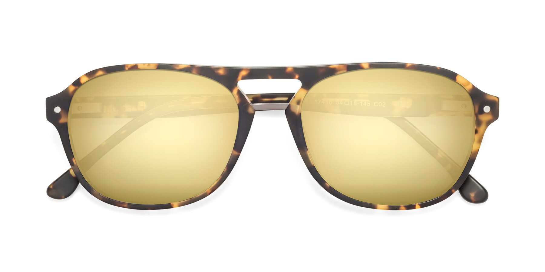 Folded Front of 17416 in Matte Tortoise with Gold Mirrored Lenses