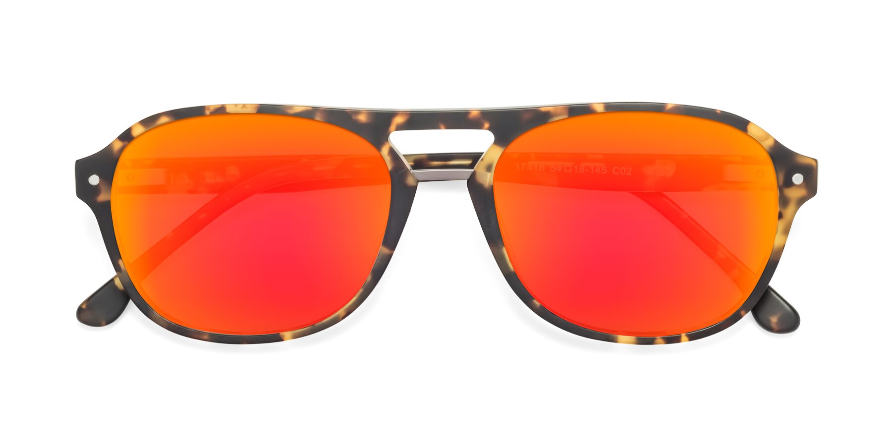 Folded Front of 17416 in Matte Tortoise with Red Gold Mirrored Lenses