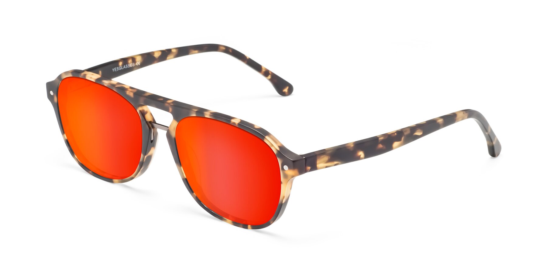 Angle of 17416 in Matte Tortoise with Red Gold Mirrored Lenses