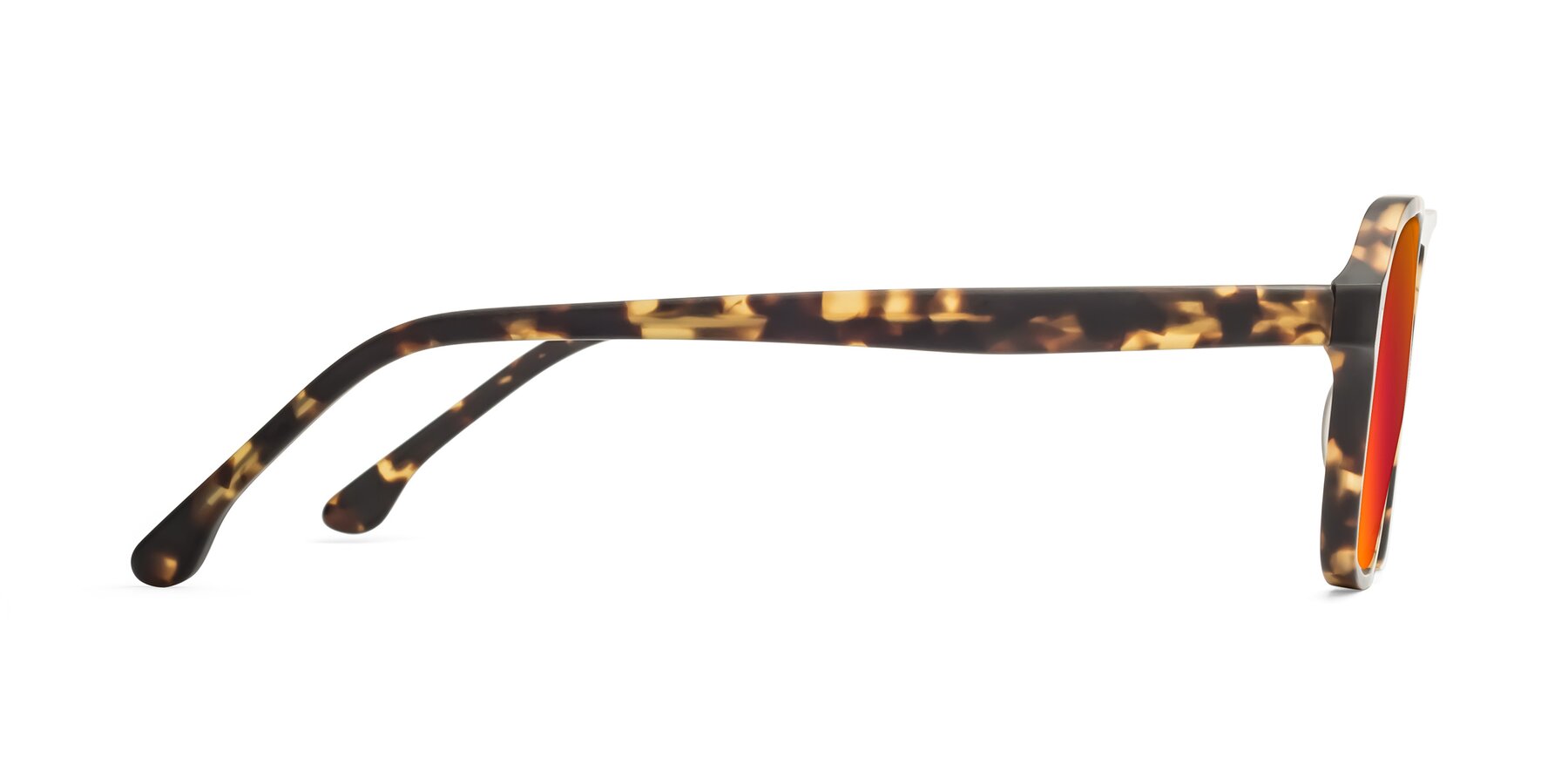 Side of 17416 in Matte Tortoise with Red Gold Mirrored Lenses