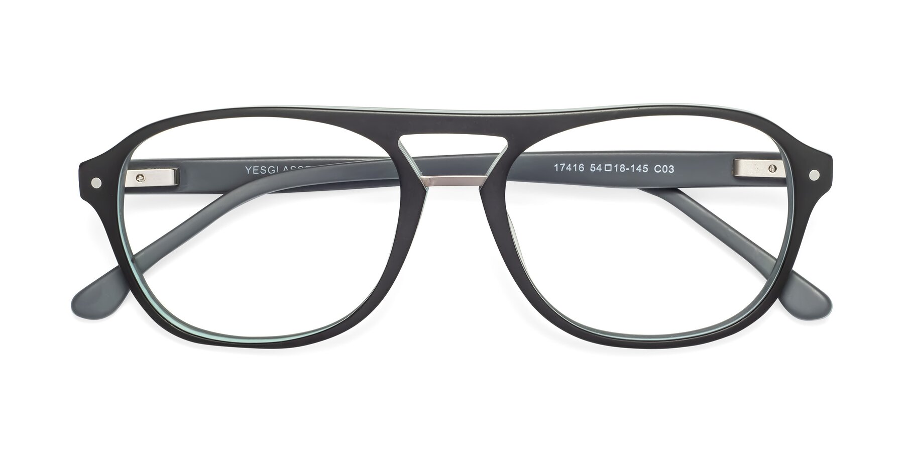 Folded Front of 17416 in Matte Black with Clear Blue Light Blocking Lenses