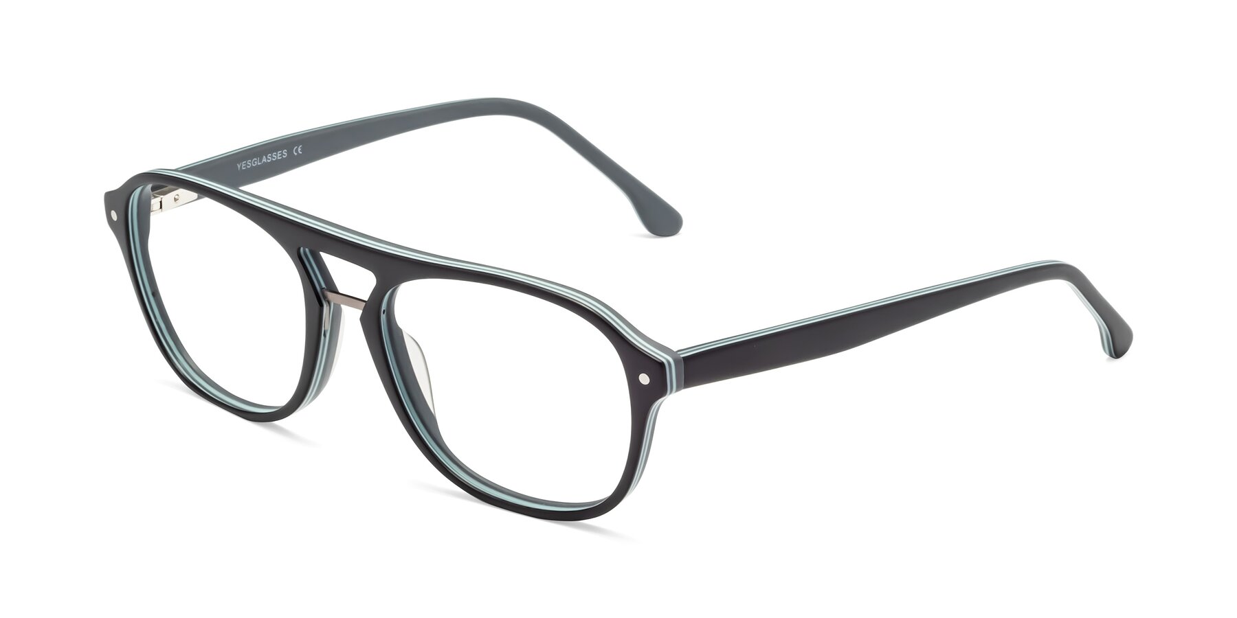 Angle of 17416 in Matte Black with Clear Eyeglass Lenses
