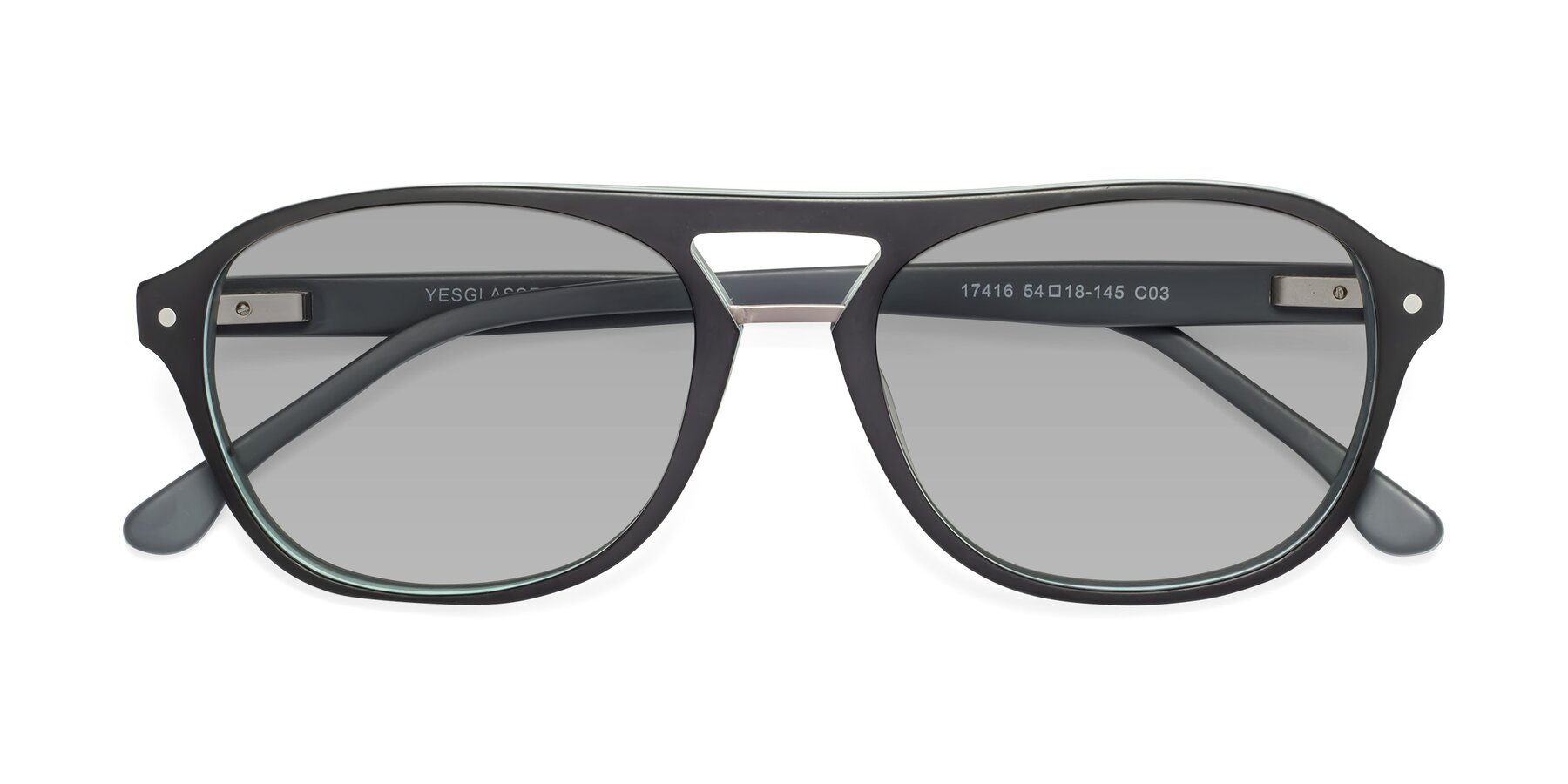 Folded Front of 17416 in Matte Black with Light Gray Tinted Lenses
