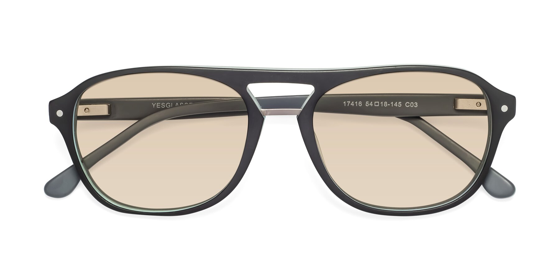 Folded Front of 17416 in Matte Black with Light Brown Tinted Lenses