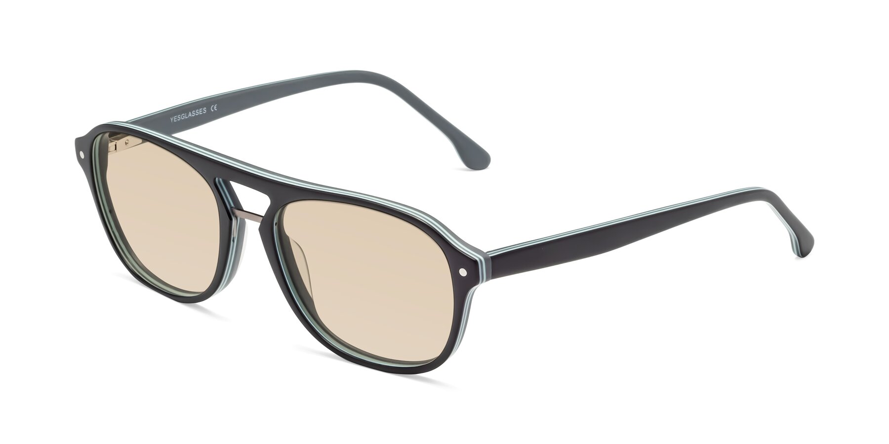 Angle of 17416 in Matte Black with Light Brown Tinted Lenses