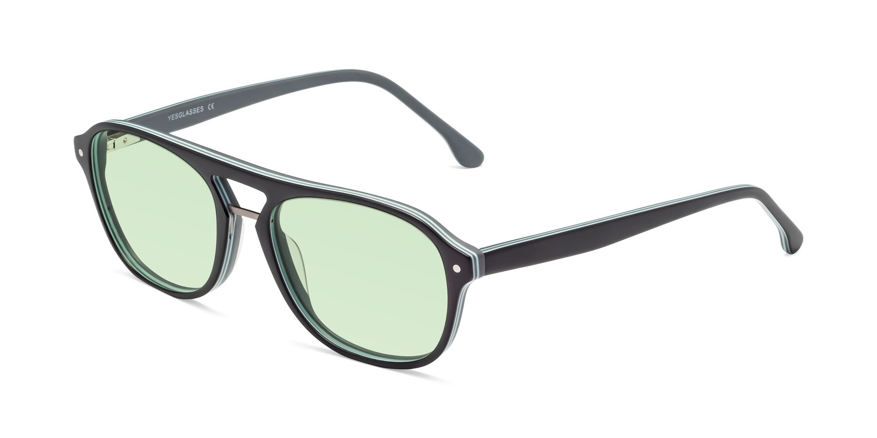 Angle of 17416 in Matte Black with Light Green Tinted Lenses