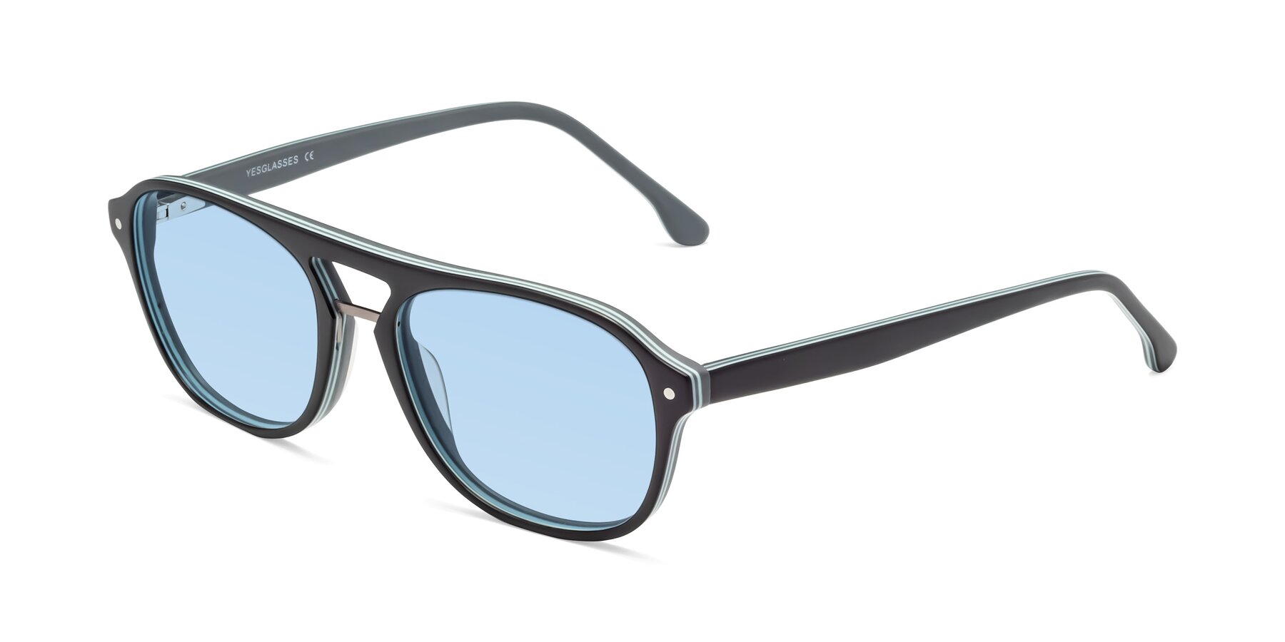 Angle of 17416 in Matte Black with Light Blue Tinted Lenses
