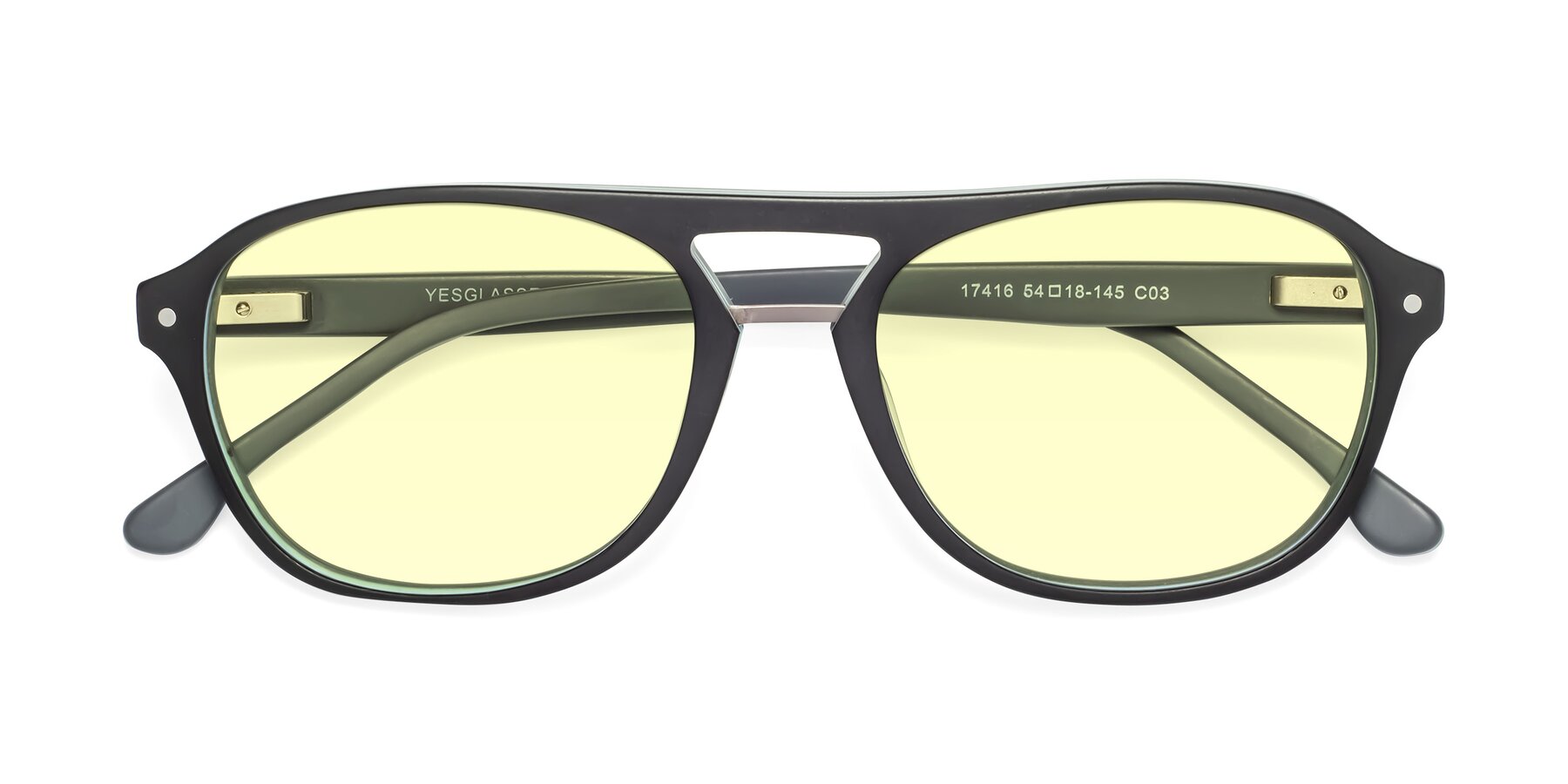 Folded Front of 17416 in Matte Black with Light Yellow Tinted Lenses