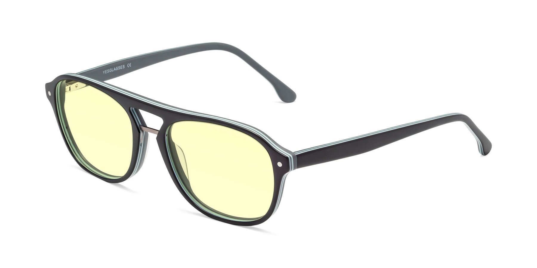 Angle of 17416 in Matte Black with Light Yellow Tinted Lenses