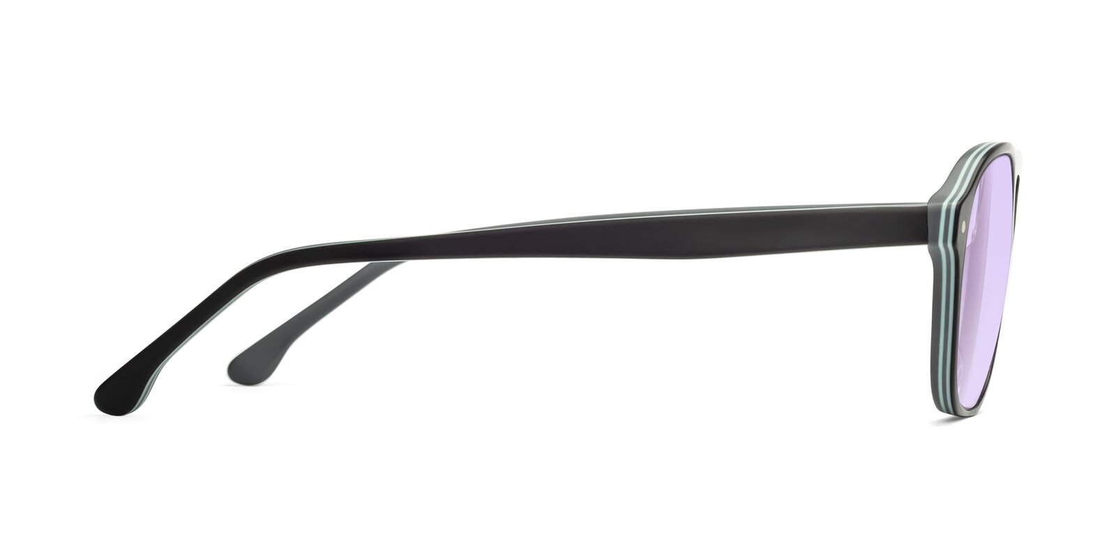Matte Black Grandpa Acetate Aviator Tinted Sunglasses With Light Purple Sunwear Lenses 17416