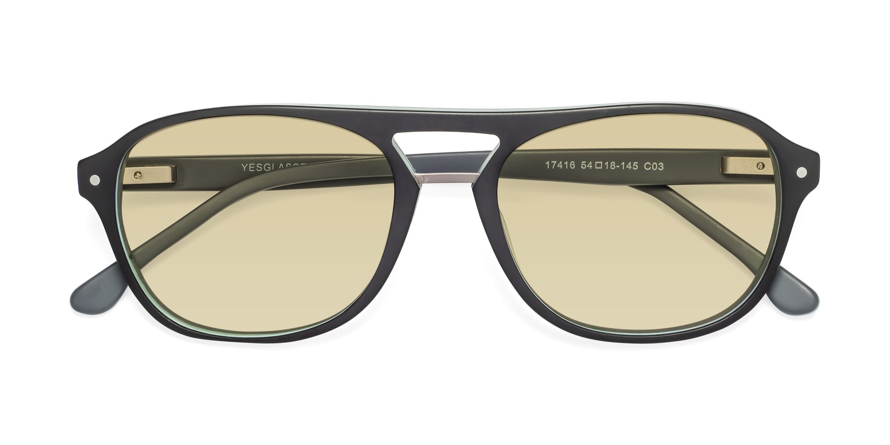 Folded Front of 17416 in Matte Black with Light Champagne Tinted Lenses