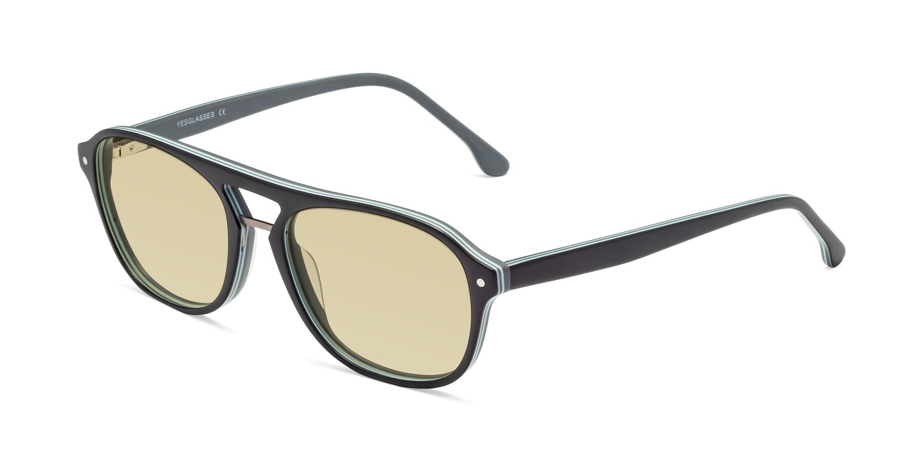 Angle of 17416 in Matte Black with Light Champagne Tinted Lenses