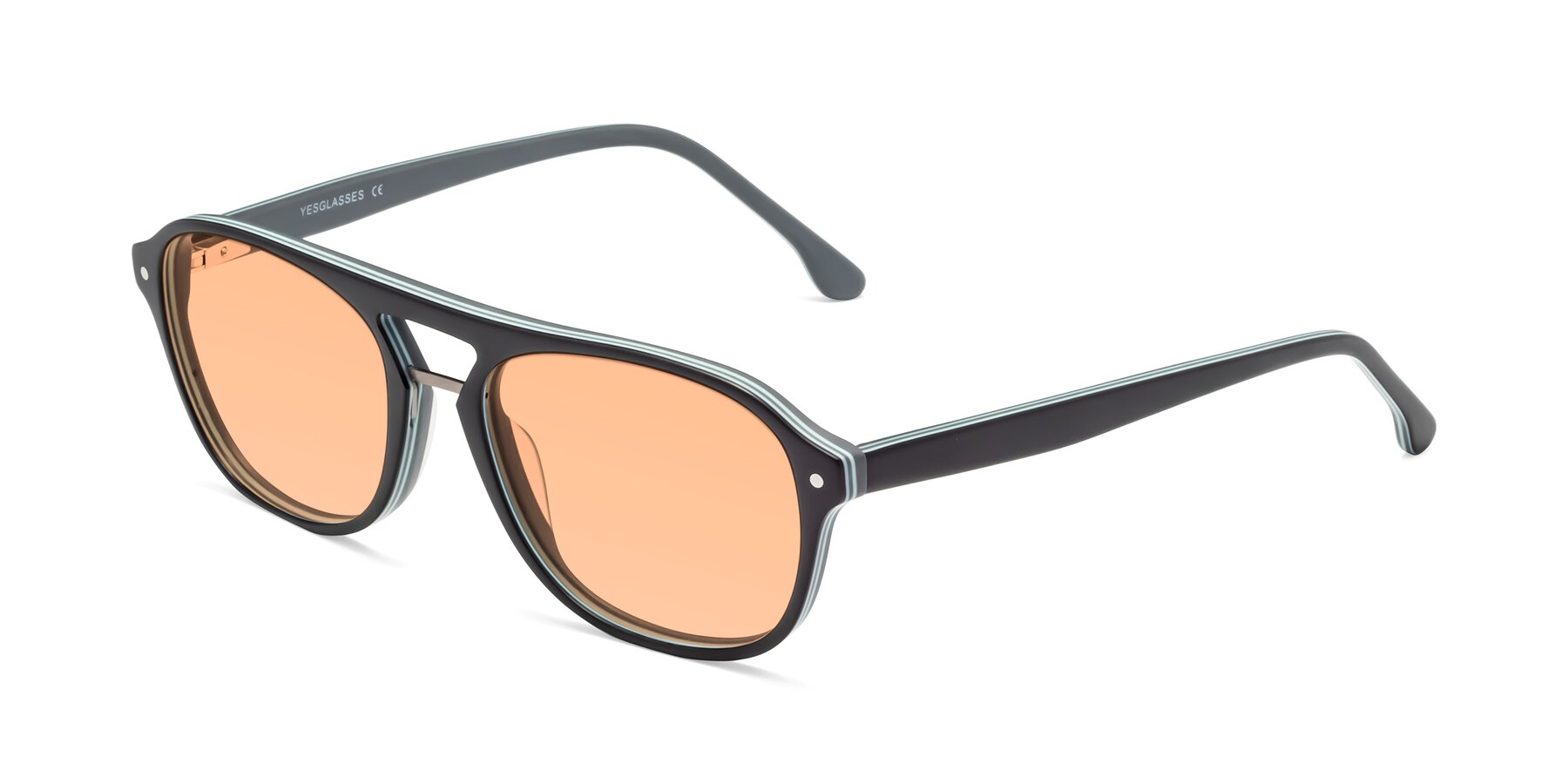 Angle of 17416 in Matte Black with Light Orange Tinted Lenses