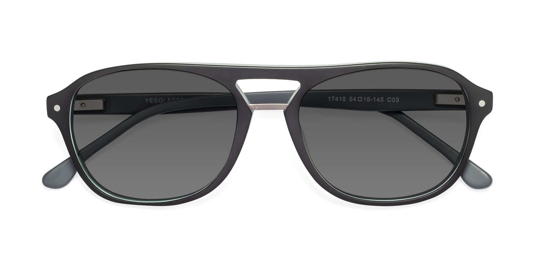 Folded Front of 17416 in Matte Black with Medium Gray Tinted Lenses