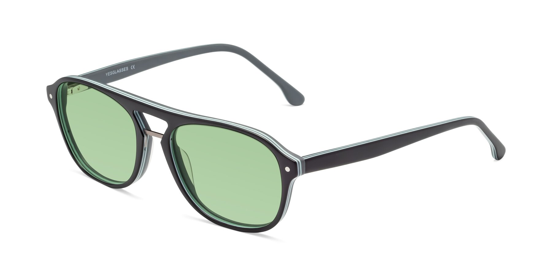 Angle of 17416 in Matte Black with Medium Green Tinted Lenses