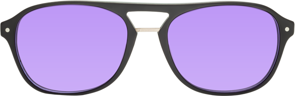 Matte Black Grandpa Acetate Aviator Tinted Sunglasses With Medium Purple Sunwear Lenses 17416