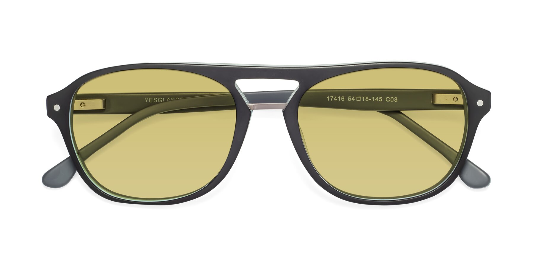 Folded Front of 17416 in Matte Black with Medium Champagne Tinted Lenses