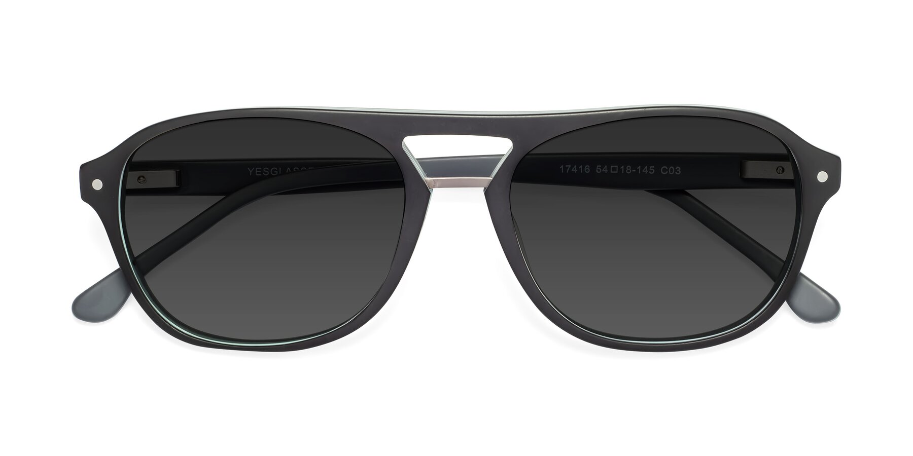 Folded Front of 17416 in Matte Black with Gray Tinted Lenses