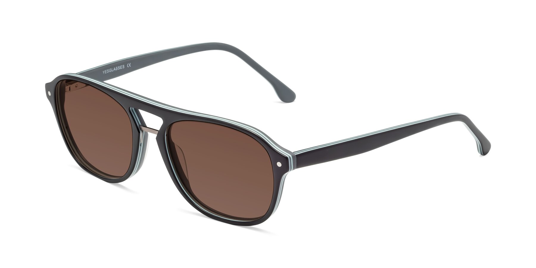 Angle of 17416 in Matte Black with Brown Tinted Lenses