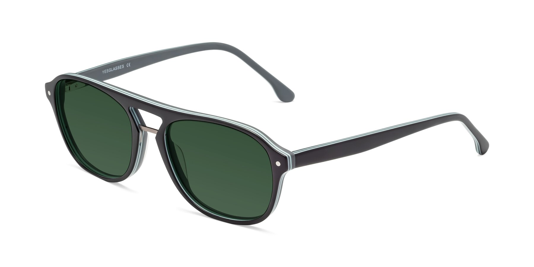 Angle of 17416 in Matte Black with Green Tinted Lenses