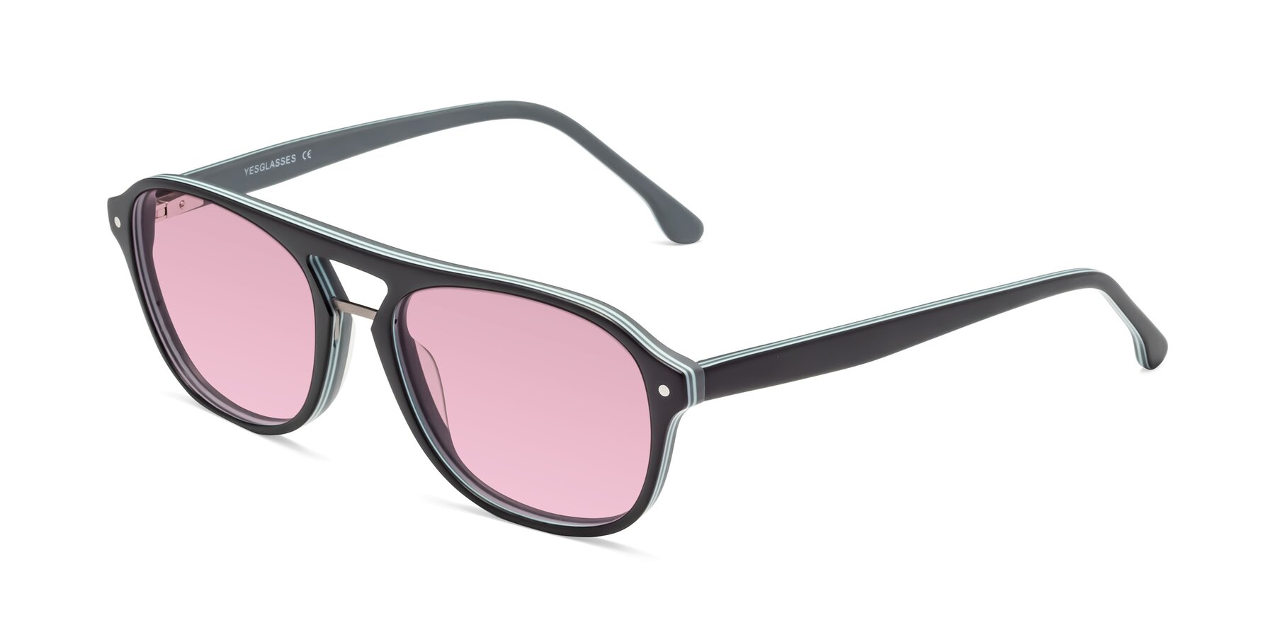 Angle of 17416 in Matte Black with Light Wine Tinted Lenses