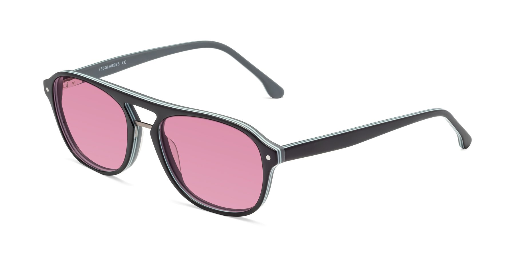 Angle of 17416 in Matte Black with Medium Wine Tinted Lenses