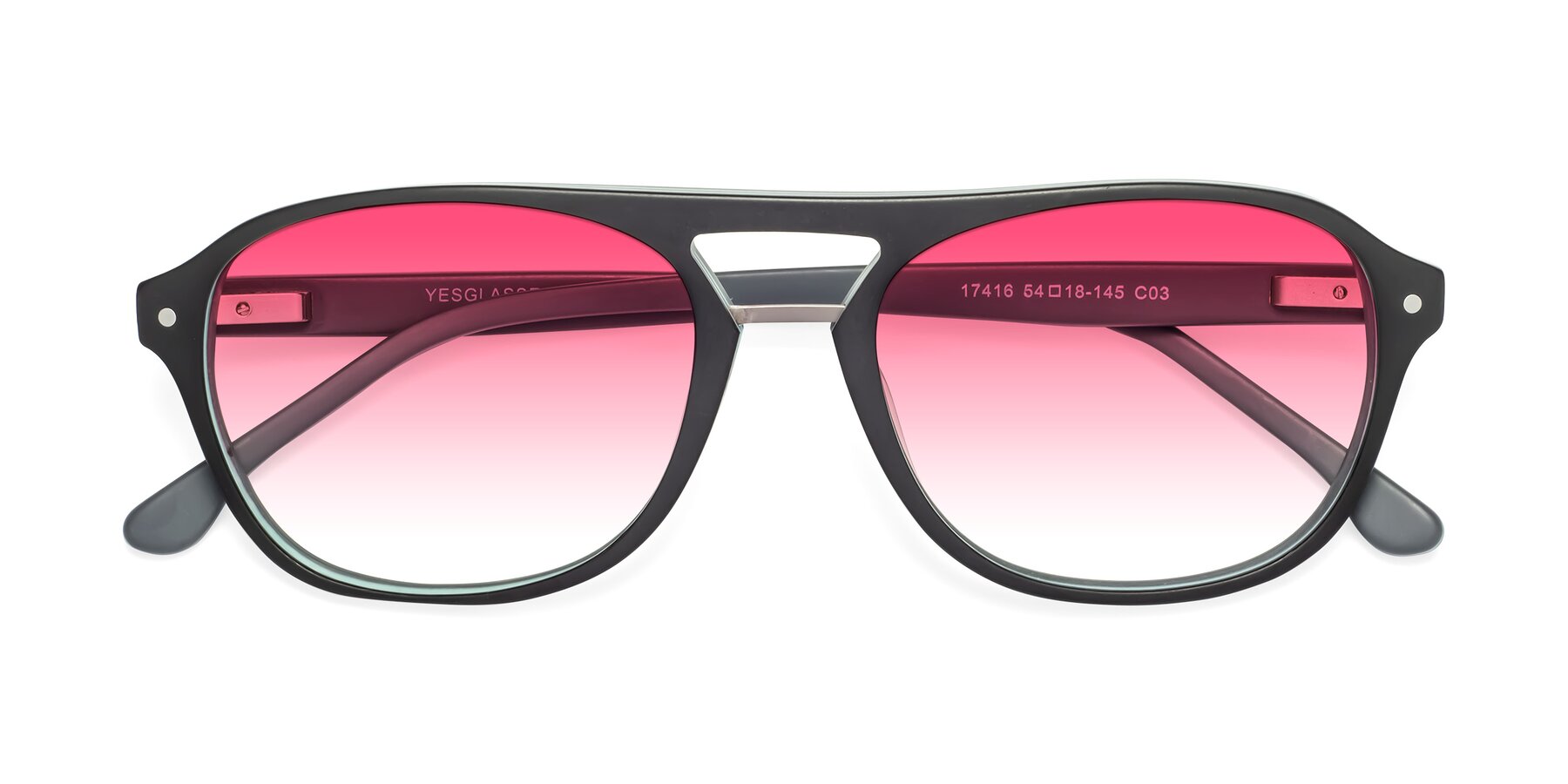 Folded Front of 17416 in Matte Black with Pink Gradient Lenses
