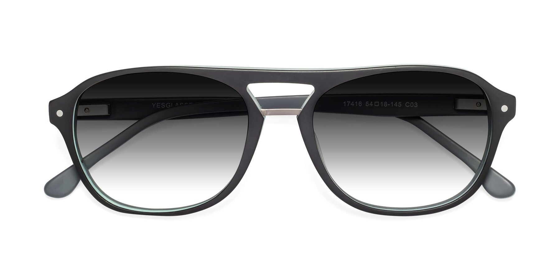 Folded Front of 17416 in Matte Black with Gray Gradient Lenses