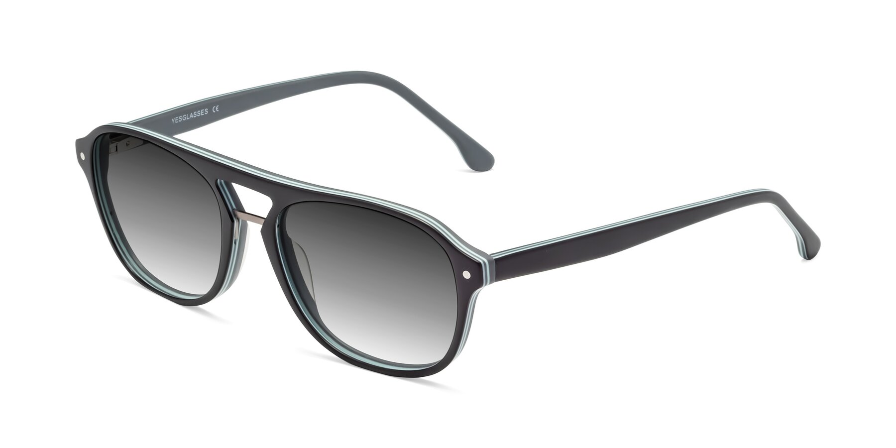 Angle of 17416 in Matte Black with Gray Gradient Lenses