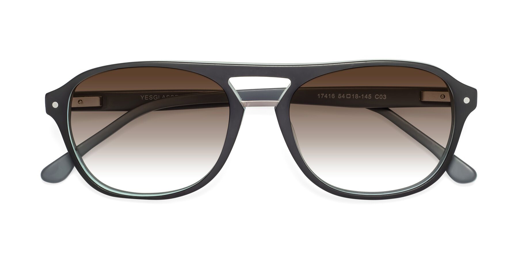 Folded Front of 17416 in Matte Black with Brown Gradient Lenses