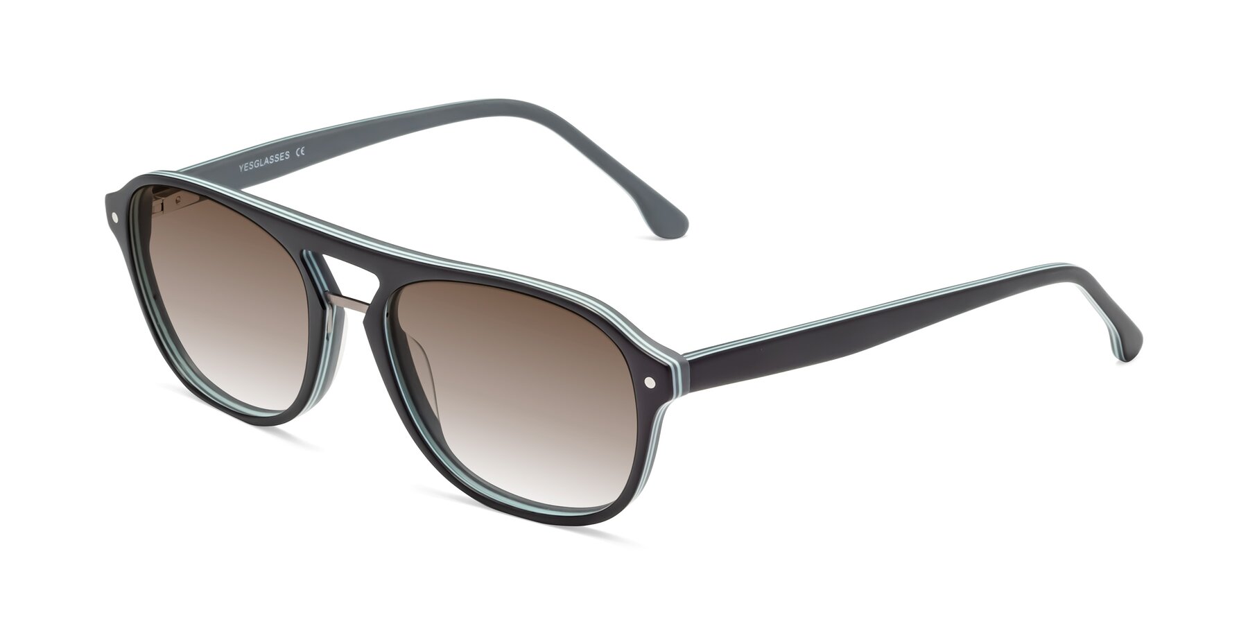Angle of 17416 in Matte Black with Brown Gradient Lenses