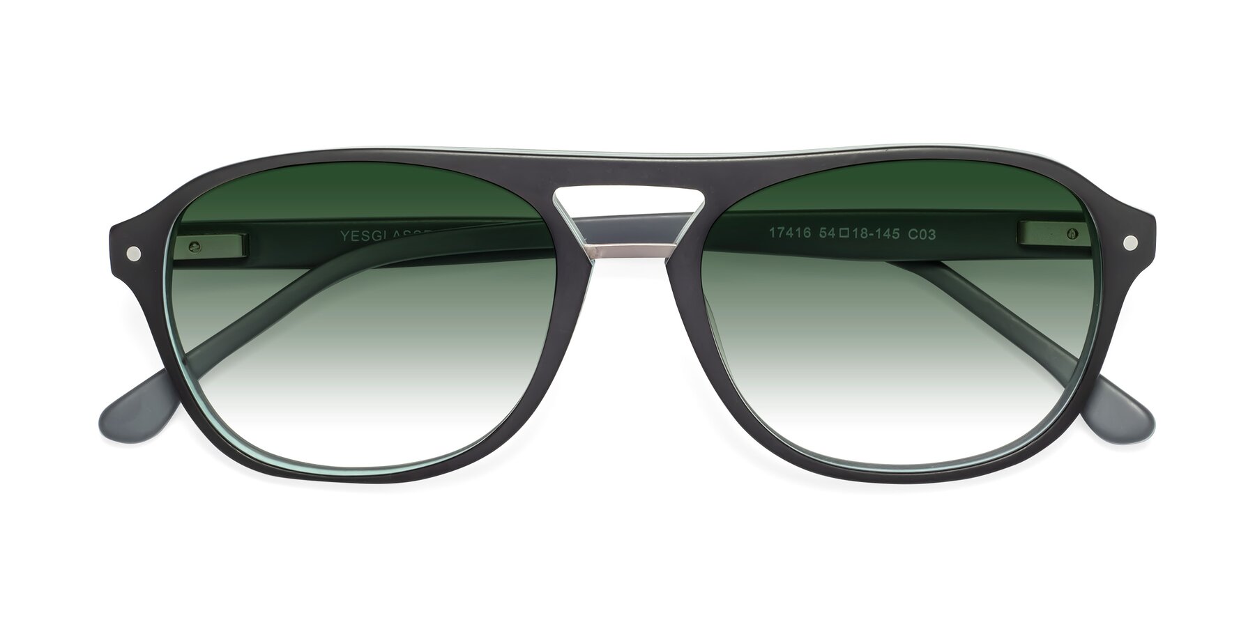 Folded Front of 17416 in Matte Black with Green Gradient Lenses