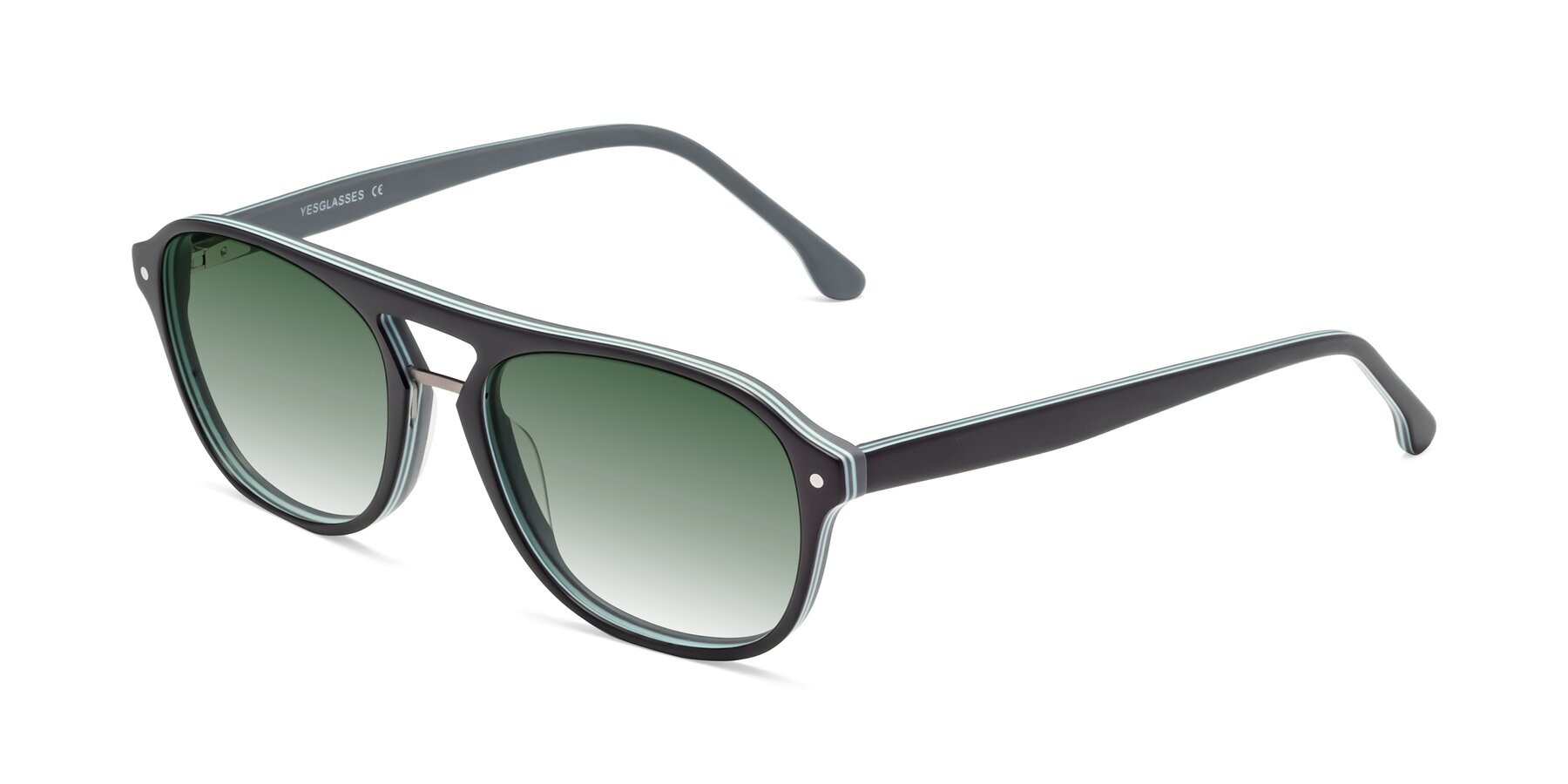 Angle of 17416 in Matte Black with Green Gradient Lenses