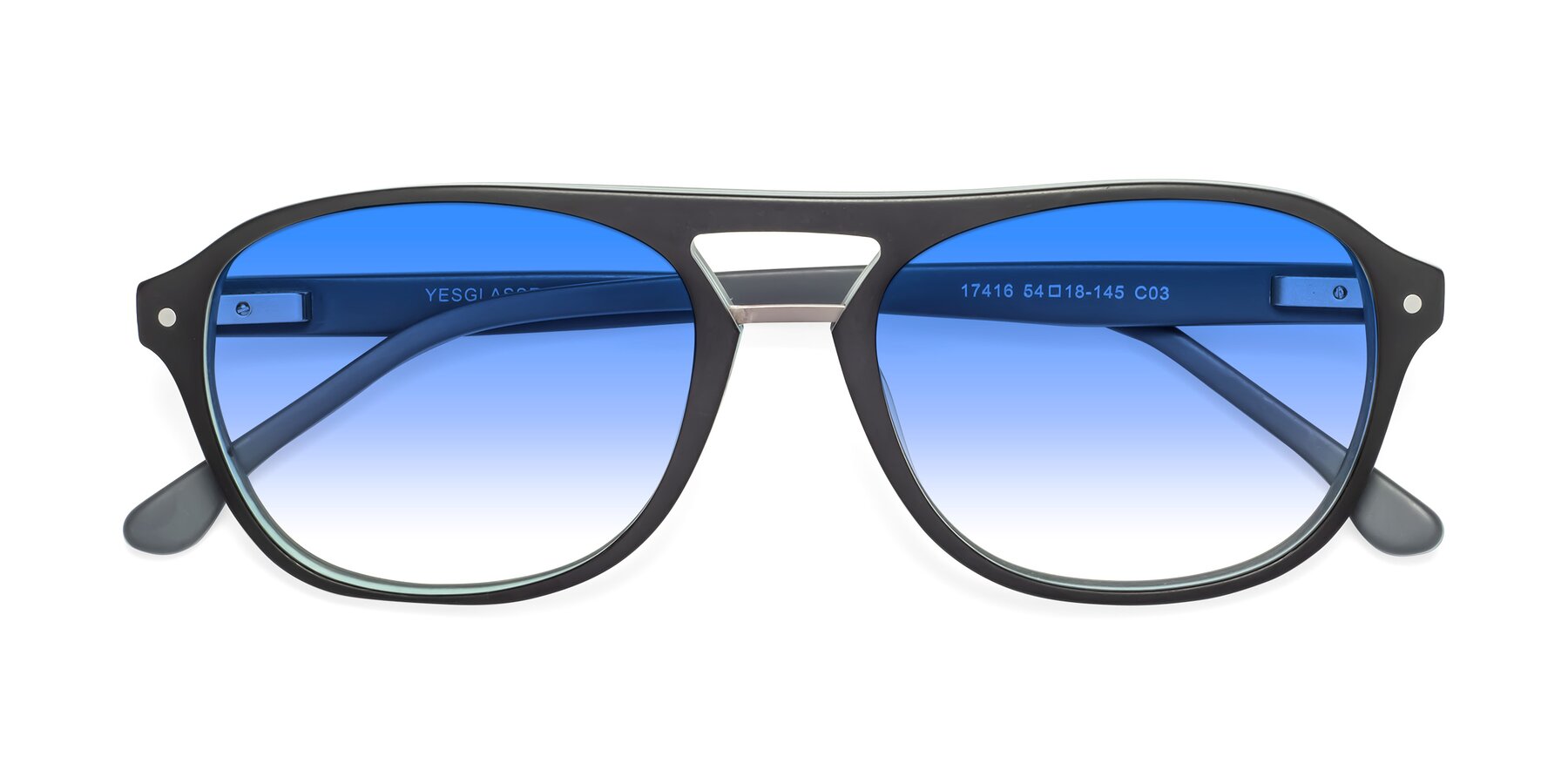 Folded Front of 17416 in Matte Black with Blue Gradient Lenses