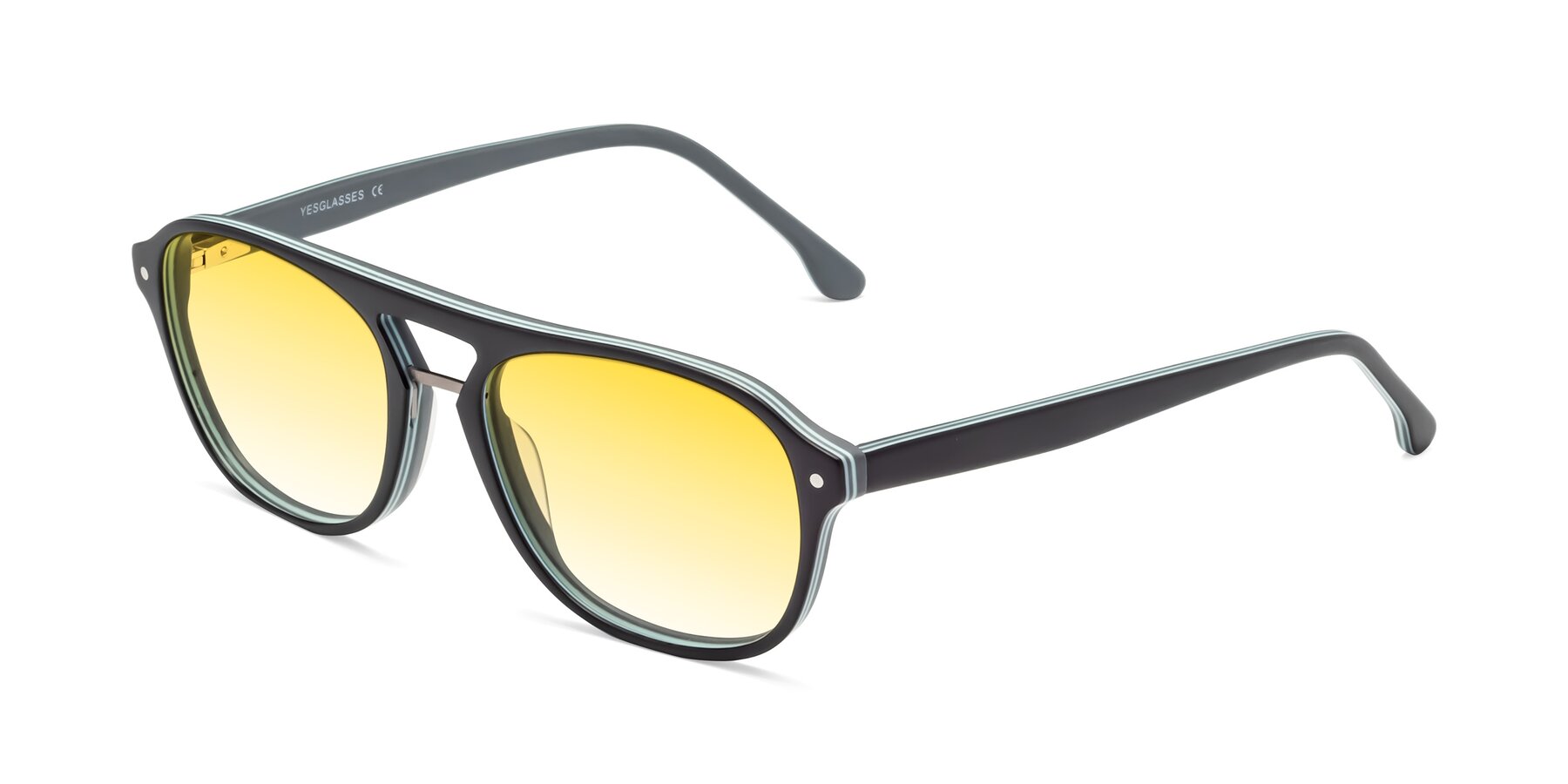 Angle of 17416 in Matte Black with Yellow Gradient Lenses