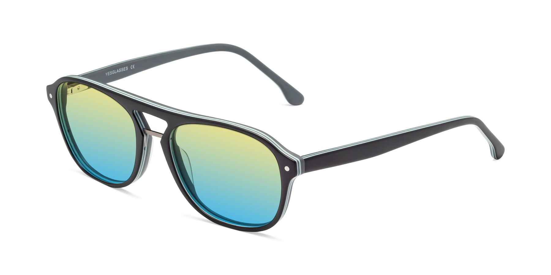 Angle of 17416 in Matte Black with Yellow / Blue Gradient Lenses