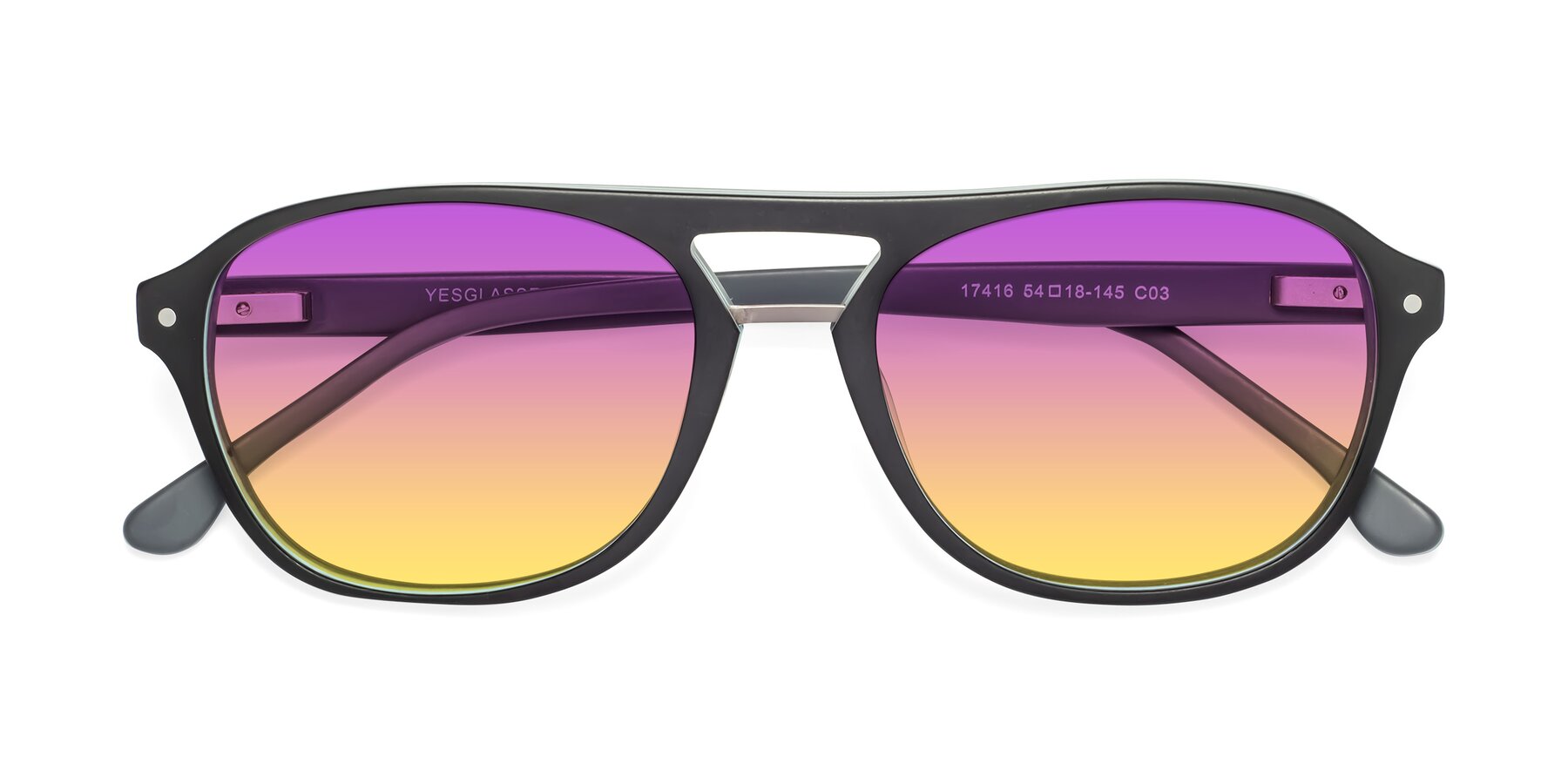 Folded Front of 17416 in Matte Black with Purple / Yellow Gradient Lenses