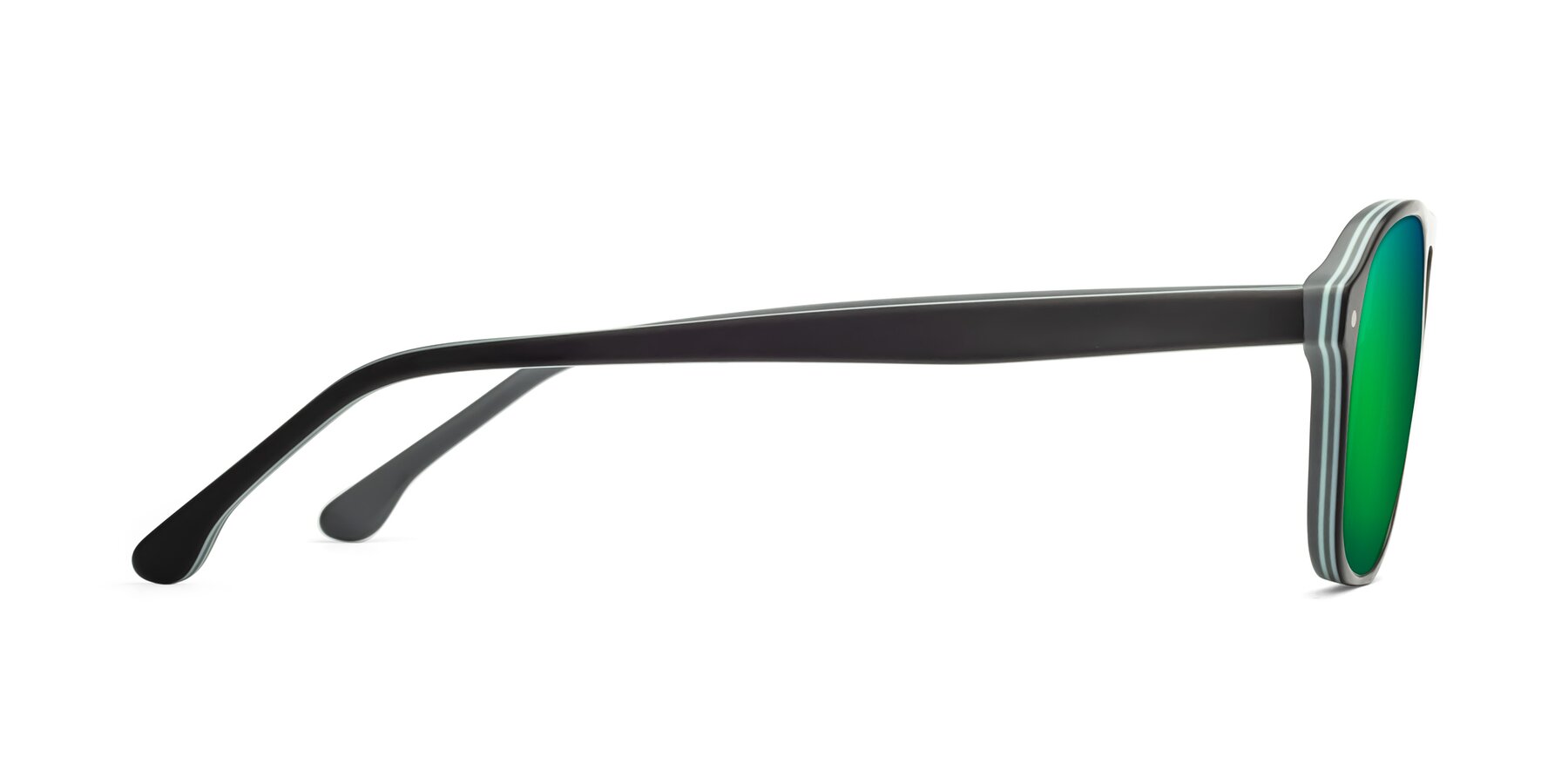Side of 17416 in Matte Black with Green Mirrored Lenses