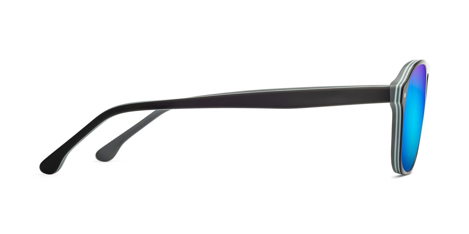 Side of 17416 in Matte Black with Blue Mirrored Lenses