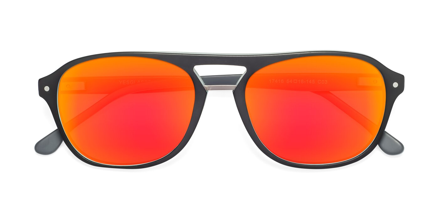 17416 - Matte Black Flash Mirrored Sunglasses
